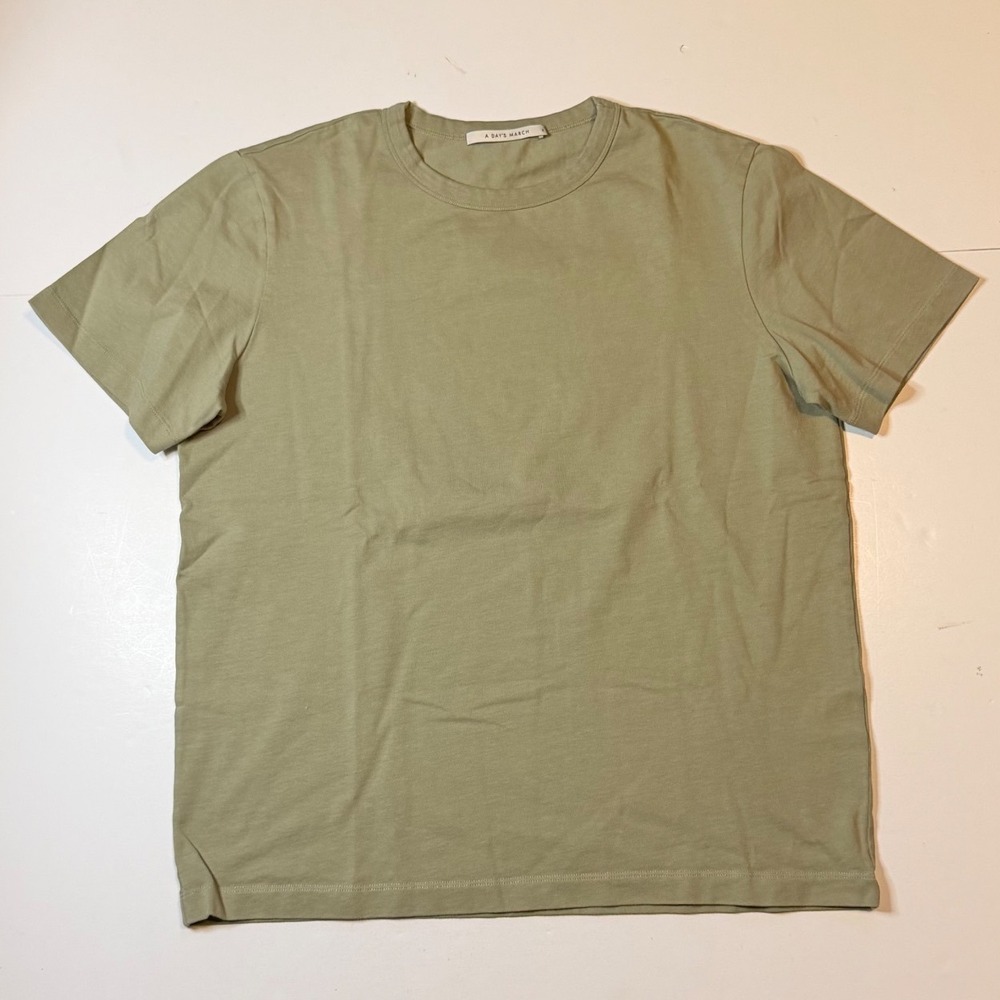 A Day's March T-Shirt Mens M Green 100% Organic Cotton Luxury Short Sleeve Tee